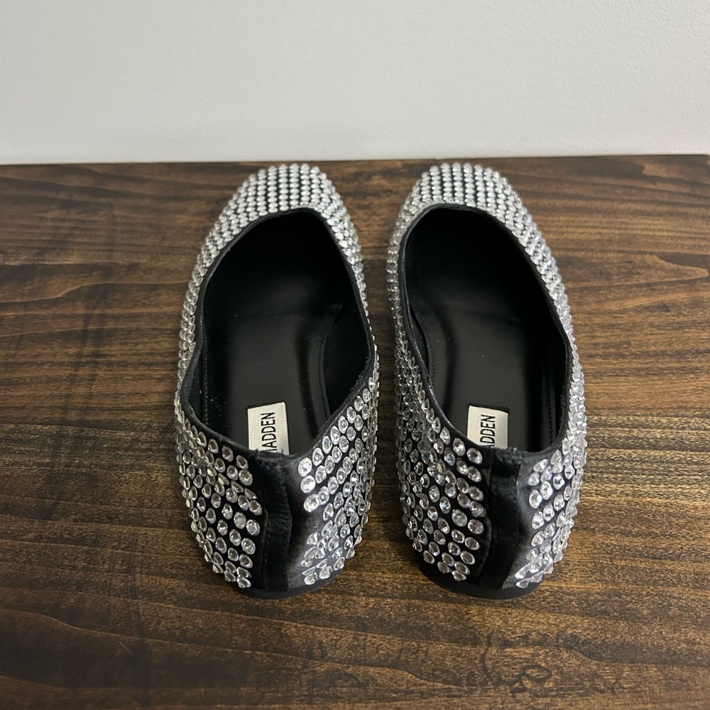 Steve Madden Matais Rhinestone Embellished Square Toe Ballet Flats, Size 9. - Picture 2 of 10